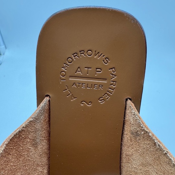 ATP Atelier Sandals Cream Square Toe Flat Women 39 Made in Italy - Picture 5 of 7